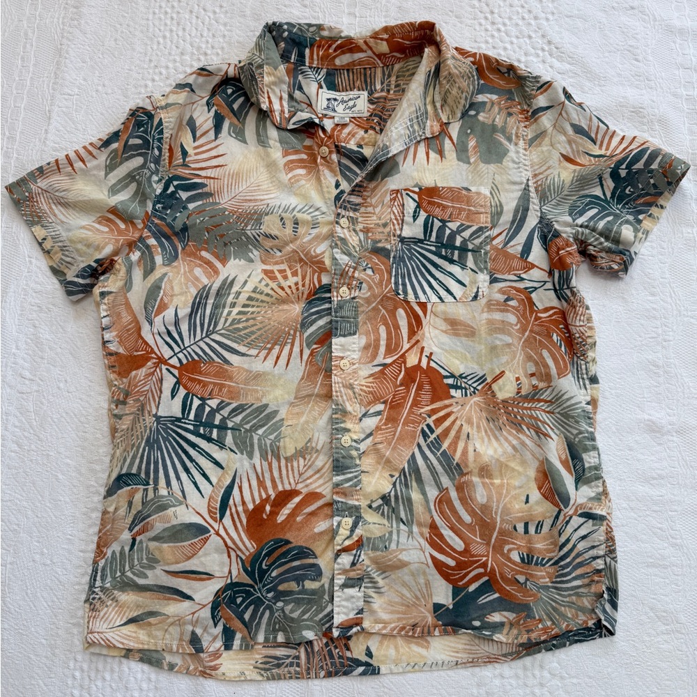 American Eagle Hawaiian Shirt Men’s Size Large Linen Cotton Blend